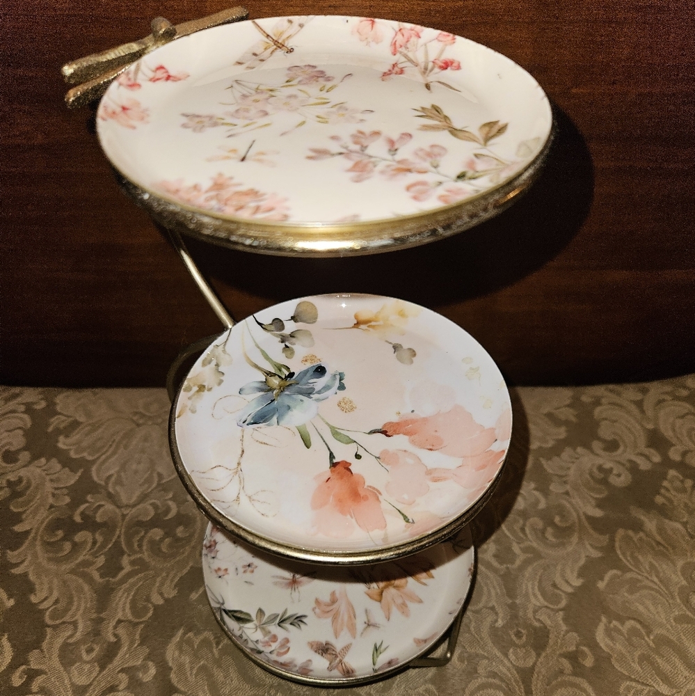 Elegant Floral Tiered Stand